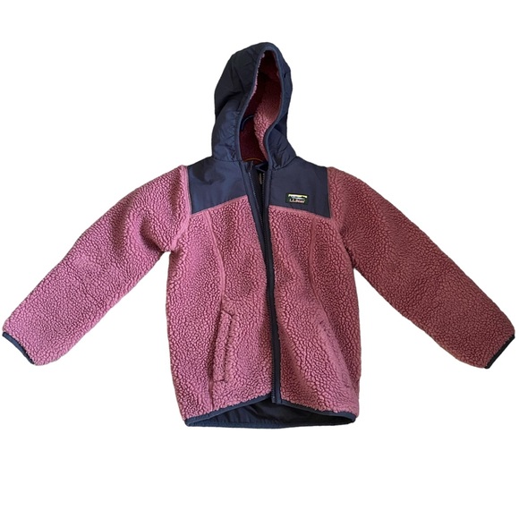 L.L. Bean Other - L.L. Bean Kids Fleece Jacket Zip Up Hooded Navy Purple Girls Medium 5-6